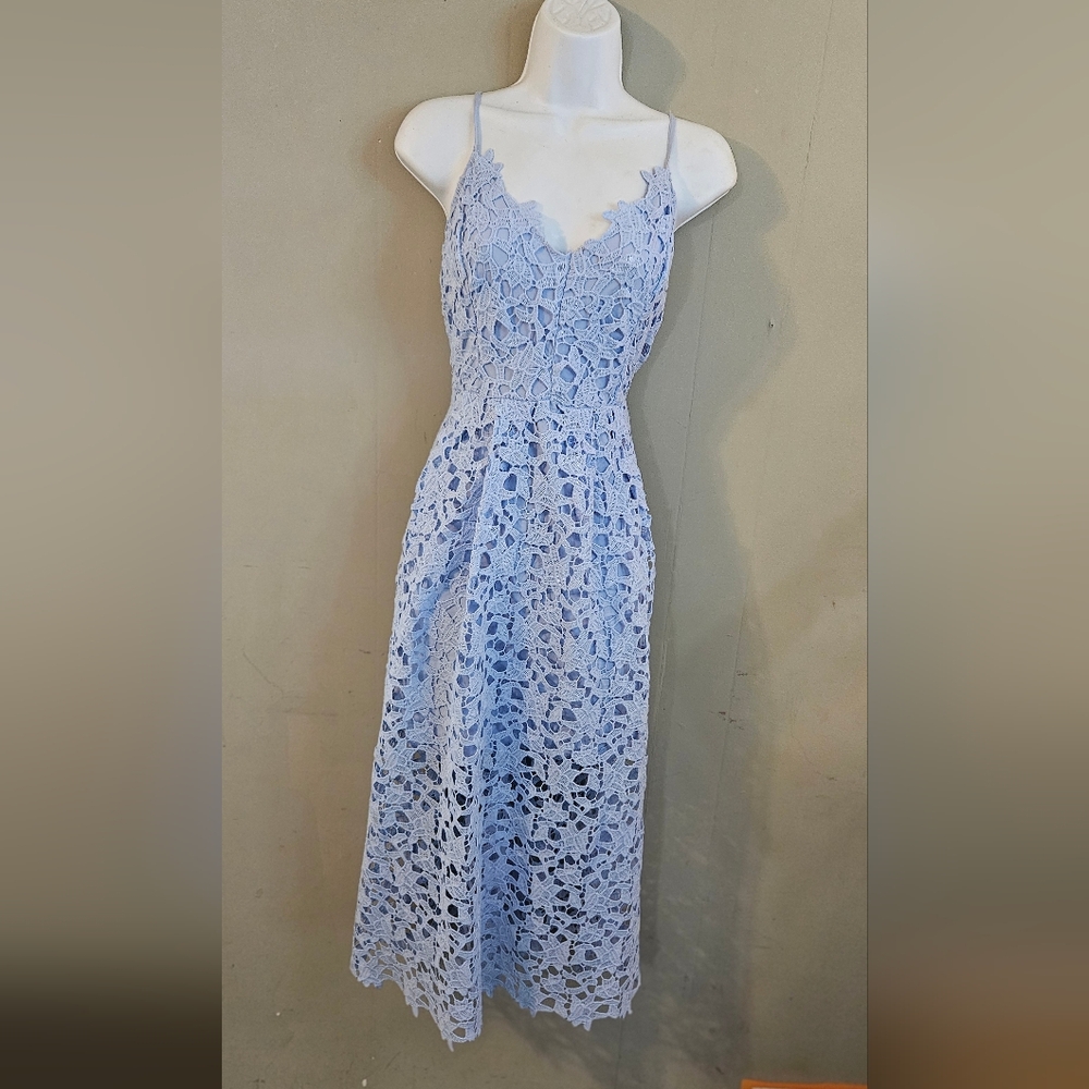 Astr The Label Lace Midi Dress in Soft Blue